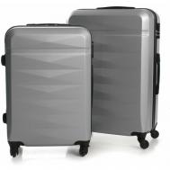 Комплект чемоданов , 2 шт., ABS-пластик, водонепроницаемый, жесткое дно, размер L, серебряный Feybaul