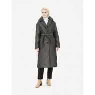 Куртка  , демисезон/зима, удлиненная, силуэт прямой, карманы, пояс/ремень, капюшон, размер 48 Dixi-Coat
