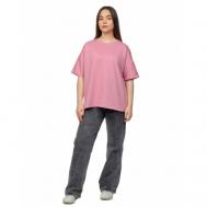 Футболка  футболка оверсайз, оверсайз, хлопок, однотонная, трикотаж, размер 46, розовый Светлена