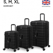 Комплект чемоданов , 3 шт., пластик, увеличение объема, износостойкий, опорные ножки на боковой стенке, 153 л, размер S/M/L, черный IT Luggage