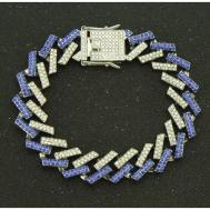 Браслет мужской кубинская цепь, браслет серебристо-синий 21 размер NaPeLa
