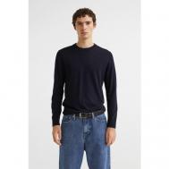 Джемпер , шерсть, длинный рукав, средней длины, размер (50)L, синий H&M