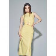 Платье-футляр вискоза, полуприлегающее, миди, подкладка, размер 44, желтый LOUDLY