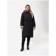Куртка   Aska, демисезон/зима, удлиненная, силуэт прямой, капюшон, карманы, подкладка, размер 44, черный Maritta