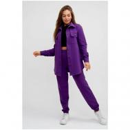 Костюм , рубашка и брюки, спортивный стиль, свободный силуэт, манжеты, карманы, размер 48, фиолетовый Modellini