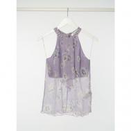 Топ , натуральный шелк, дышащий материал, подкладка, размер 44, фиолетовый Blugirl
