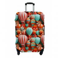 Чехол для чемодана , текстиль, полиэстер, износостойкий, размер L, голубой, оранжевый MARRENGO