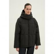 куртка   зимняя, средней длины, водонепроницаемая, карманы, стеганая, съемный капюшон, размер S, черный Finn Flare
