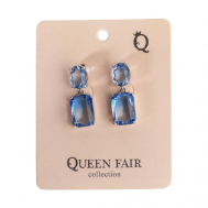 Серьги с подвесками , стекло, синий, голубой Queen fair