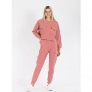 Костюм , свитшот и брюки, повседневный стиль, свободный силуэт, размер XS, розовый Dairos