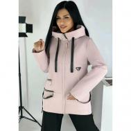 Куртка  демисезонная, средней длины, силуэт прямой, капюшон, размер 46, розовый Diffberd