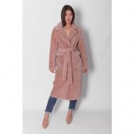 Пальто , удлиненное, размер XS, розовый, бежевый VIRA PLOTNIKOVA