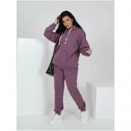 Костюм , худи и брюки, спортивный стиль, оверсайз, карманы, утепленный, капюшон, размер 52, фиолетовый lovetex.store