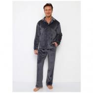 Пижама , застежка пуговицы, карманы, размер 46, серый Малиновые сны