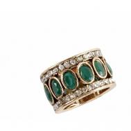 Кольцо, бижутерный сплав, искусственный камень, размер 17, серебряный, зеленый Antik Hobby