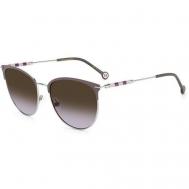 Солнцезащитные очки , круглые, оправа: металл, для женщин, серый Carolina Herrera