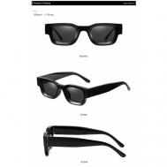Солнцезащитные очки  UV400 AVA/UVB, узкие, складные, ударопрочные, поляризационные, с защитой от УФ, противоосколочные, устойчивые к появлению царапин, черный SOLNECHNYI SHIVA Sunglasses