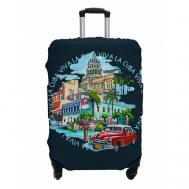 Чехол для чемодана , полиэстер, текстиль, износостойкий, размер M, голубой, синий MARRENGO