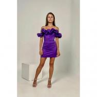 Платье-футляр атлас, прилегающее, мини, размер s, фуксия, фиолетовый Yellow Bright