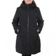 Куртка  демисезонная, средней длины, силуэт полуприлегающий, влагоотводящая, ветрозащитная, карманы, капюшон, размер 48, черный Не определен