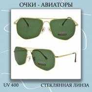 Солнцезащитные очки , авиаторы, оправа: металл, с защитой от УФ, золотой LERO