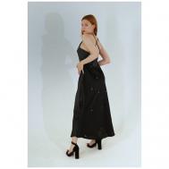 Платье-комбинация , натуральный шелк, вечернее, полуприлегающее, размер 42, черный Silk Art Studio