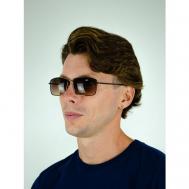Солнцезащитные очки , квадратные, оправа: металл, ударопрочные, поляризационные, для мужчин, коричневый Россия