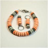 Комплект бижутерии : браслет, серьги, размер браслета 19 см., оранжевый Tularmodel