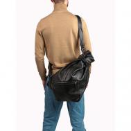 Рюкзак  торба , натуральная кожа, внутренний карман, черный Шорный Пони