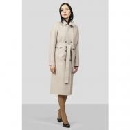 Пальто-халат   демисезонное, шерсть, силуэт прямой, средней длины, размер 42/170, бежевый Margo