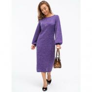 Платье-футляр , повседневное, полуприлегающее, миди, утепленное, размер 50, фиолетовый ZONE16