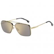 Солнцезащитные очки BOSS, прямоугольные, оправа: металл, с защитой от УФ, для мужчин, золотой Hugo Boss