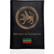 Обложка для паспорта , натуральная кожа, отделение для карт, черный, золотой SignumCase