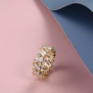 Кольцо , бижутерный сплав, кристалл, размер 18, золотой DORIZORI