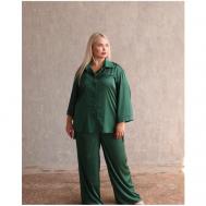 Костюм , рубашка и брюки, классический стиль, свободный силуэт, размер 56-58, зеленый M.A+