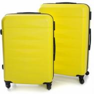 Комплект чемоданов , 2 шт., ABS-пластик, жесткое дно, водонепроницаемый, размер M, желтый Feybaul
