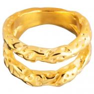 Кольцо , нержавеющая сталь, размер 16, золотой, желтый Kalinka modern story