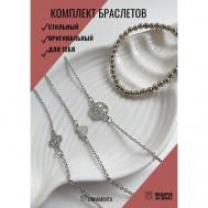 Комплект браслетов, 4 шт., серебряный Нет бренда