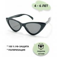 Солнцезащитные очки , кошачий глаз, оправа: пластик, чехол/футляр в комплекте, поляризационные, со 100% защитой от УФ-лучей, для девочек, черный Nikitana