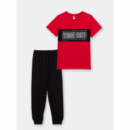 Комплект , футболка, брюки, размер 48, красный Cherubino