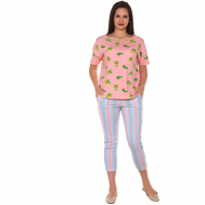 Пижама , футболка, бриджи, размер 48, розовый Астратекстиль
