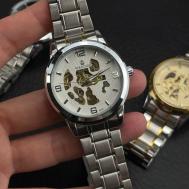 Наручные часы Часы наручные механические с автоподзаводом, подарок мужчине, скелетон на руку, серебряный Mivo-World