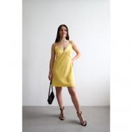 Платье-комбинация , в бельевом стиле, полуприлегающее, мини, открытая спина, размер 42, желтый NA LUBVI