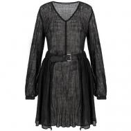 Платье , лен, повседневное, мини, размер 44, черный Alberta Ferretti