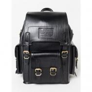 Рюкзак  бочонок , натуральная кожа, вмещает А4, внутренний карман, регулируемый ремень, черный ЭклектикАрт