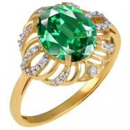 Кольцо  красное золото, 585 проба, бриллиант, изумруд, размер 18.5, зеленый DIAMOND PRIME