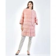 Пальто , норка, силуэт прямой, размер 38, розовый Skinnwille