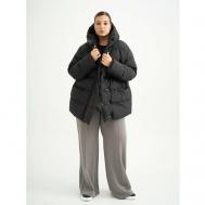 куртка   зимняя, средней длины, силуэт прямой, карманы, капюшон, размер 48, черный Modress