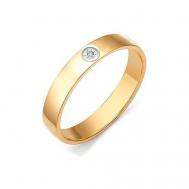Кольцо обручальное АЛЬКОР кольцо из золота 12139-100, красное, комбинированное золото, 585 проба, бриллиант, размер 19.5, бесцветный Алькор