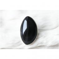 Кольцо , мельхиор, обсидиан, размер 19.5, черный 100% URAL